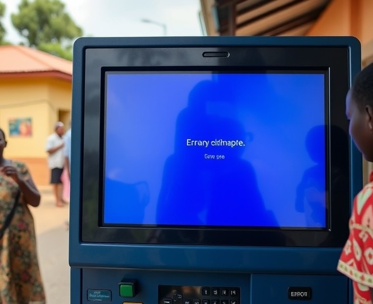Before — Terminal frozen by an application error and out of service.